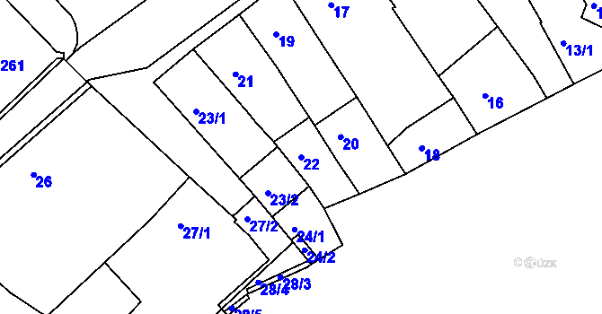 Parcela st. 22 v KÚ Klášterec nad Ohří, Katastrální mapa