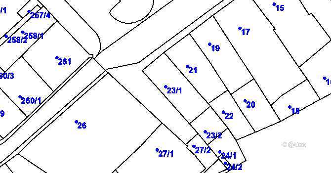 Parcela st. 23/1 v KÚ Klášterec nad Ohří, Katastrální mapa