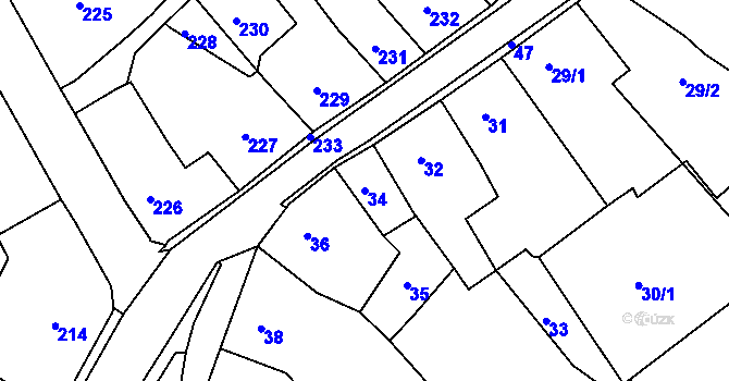 Parcela st. 34 v KÚ Klášterec nad Ohří, Katastrální mapa