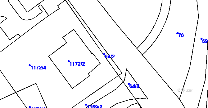 Parcela st. 64/2 v KÚ Klášterec nad Ohří, Katastrální mapa
