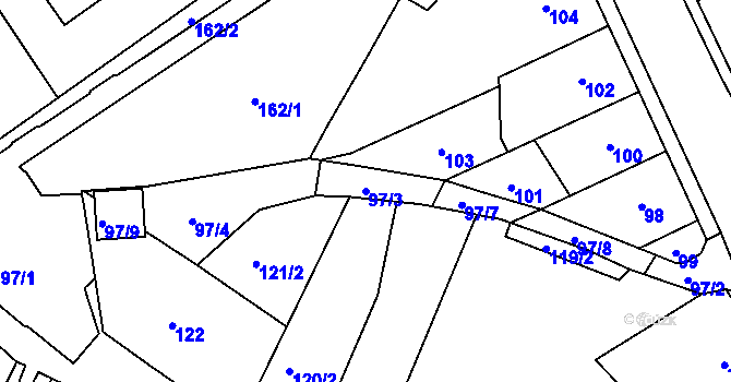Parcela st. 97/3 v KÚ Klášterec nad Ohří, Katastrální mapa