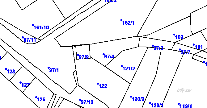 Parcela st. 97/4 v KÚ Klášterec nad Ohří, Katastrální mapa