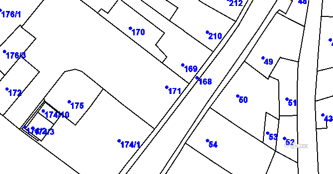 Parcela st. 171 v KÚ Klášterec nad Ohří, Katastrální mapa