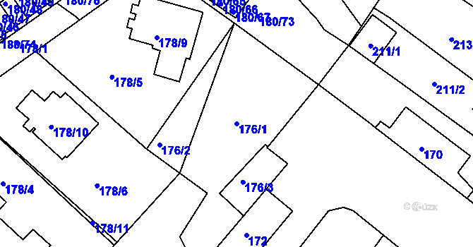 Parcela st. 176/1 v KÚ Klášterec nad Ohří, Katastrální mapa