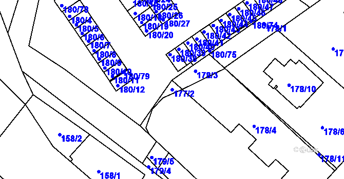 Parcela st. 177/2 v KÚ Klášterec nad Ohří, Katastrální mapa