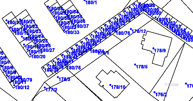 Parcela st. 178/1 v KÚ Klášterec nad Ohří, Katastrální mapa