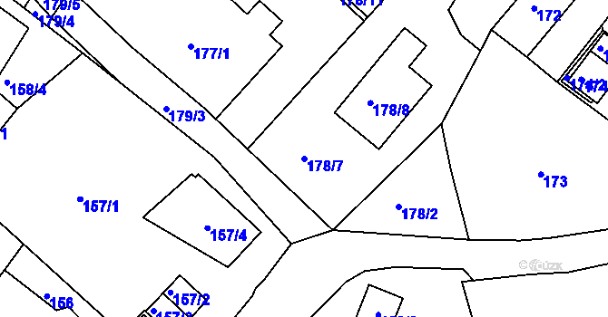 Parcela st. 178/7 v KÚ Klášterec nad Ohří, Katastrální mapa