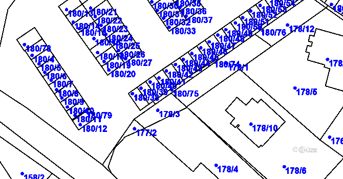 Parcela st. 180/75 v KÚ Klášterec nad Ohří, Katastrální mapa