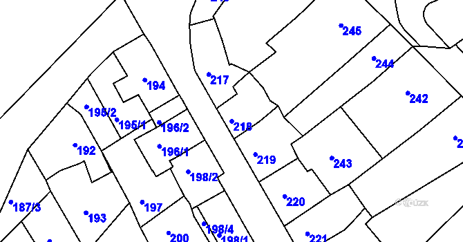 Parcela st. 218 v KÚ Klášterec nad Ohří, Katastrální mapa