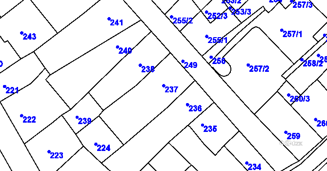 Parcela st. 237 v KÚ Klášterec nad Ohří, Katastrální mapa