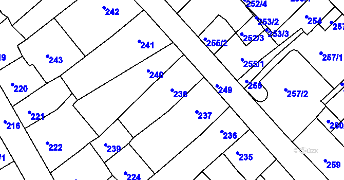 Parcela st. 238 v KÚ Klášterec nad Ohří, Katastrální mapa