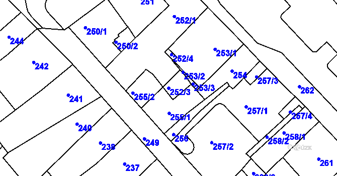 Parcela st. 252/3 v KÚ Klášterec nad Ohří, Katastrální mapa