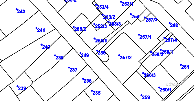 Parcela st. 256 v KÚ Klášterec nad Ohří, Katastrální mapa