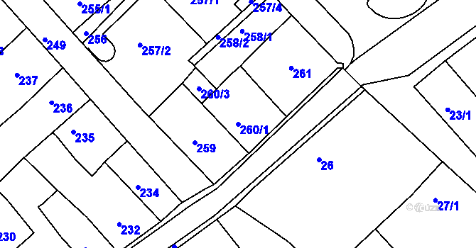 Parcela st. 260/1 v KÚ Klášterec nad Ohří, Katastrální mapa