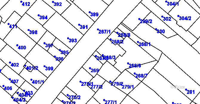 Parcela st. 268/4 v KÚ Klášterec nad Ohří, Katastrální mapa