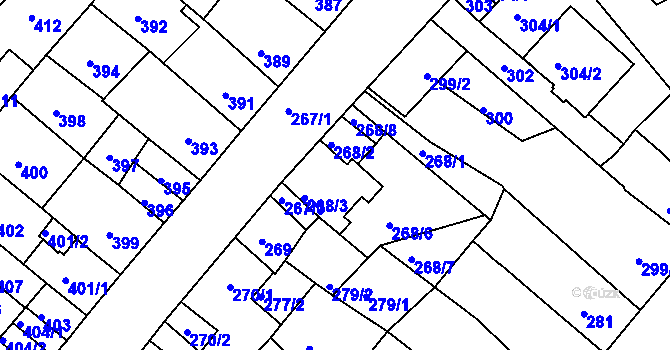 Parcela st. 268/5 v KÚ Klášterec nad Ohří, Katastrální mapa