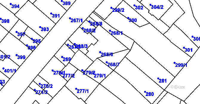 Parcela st. 268/6 v KÚ Klášterec nad Ohří, Katastrální mapa