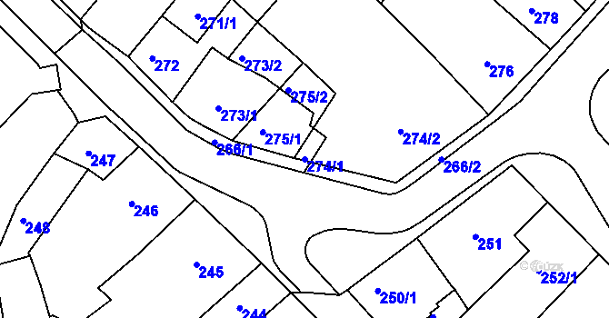 Parcela st. 274/1 v KÚ Klášterec nad Ohří, Katastrální mapa