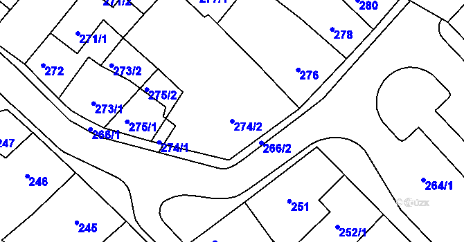 Parcela st. 274/2 v KÚ Klášterec nad Ohří, Katastrální mapa