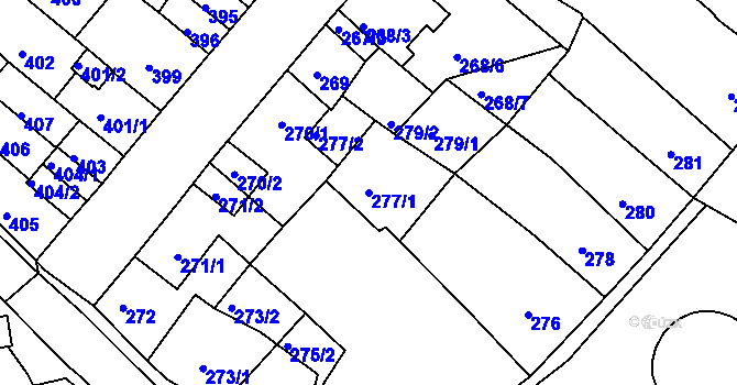 Parcela st. 277/1 v KÚ Klášterec nad Ohří, Katastrální mapa
