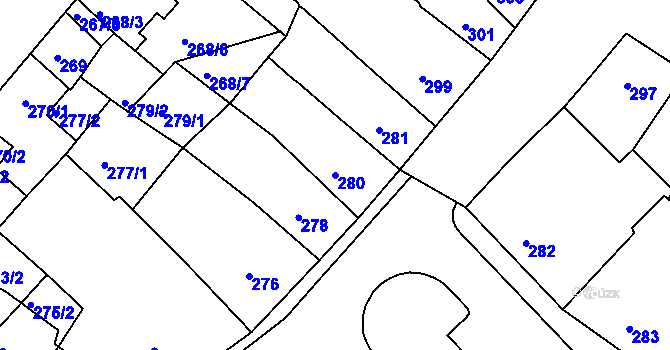 Parcela st. 280 v KÚ Klášterec nad Ohří, Katastrální mapa
