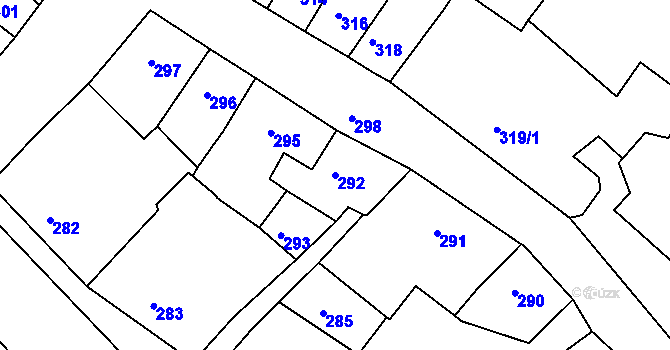Parcela st. 292 v KÚ Klášterec nad Ohří, Katastrální mapa