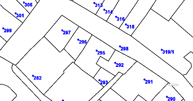 Parcela st. 295 v KÚ Klášterec nad Ohří, Katastrální mapa