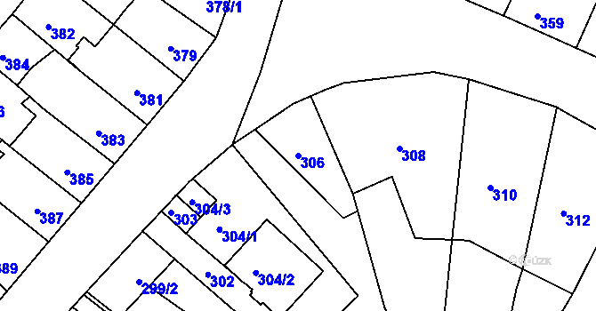 Parcela st. 306 v KÚ Klášterec nad Ohří, Katastrální mapa