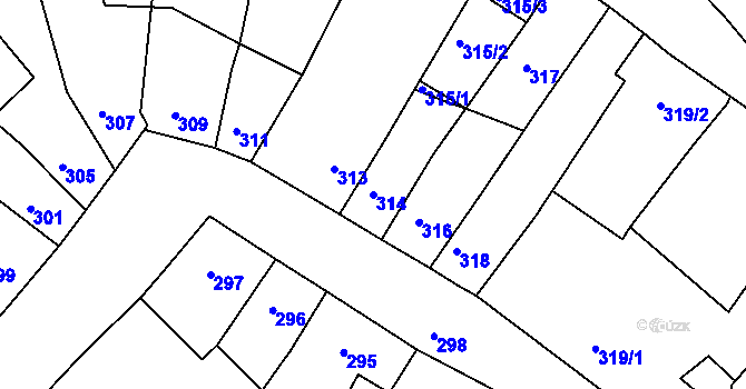 Parcela st. 314 v KÚ Klášterec nad Ohří, Katastrální mapa