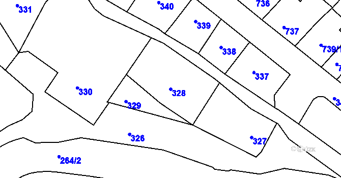 Parcela st. 328 v KÚ Klášterec nad Ohří, Katastrální mapa