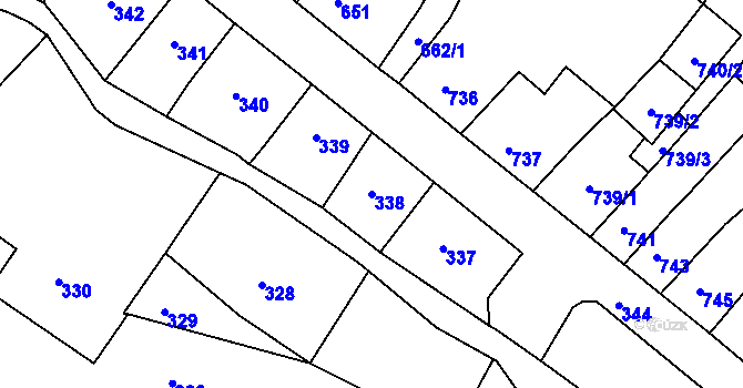 Parcela st. 338 v KÚ Klášterec nad Ohří, Katastrální mapa