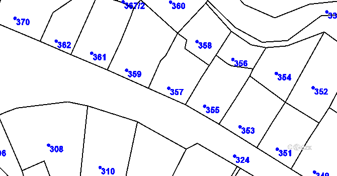 Parcela st. 357 v KÚ Klášterec nad Ohří, Katastrální mapa