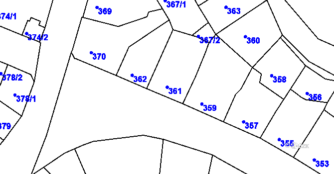 Parcela st. 361 v KÚ Klášterec nad Ohří, Katastrální mapa