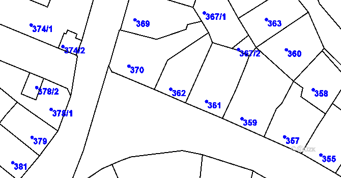 Parcela st. 362 v KÚ Klášterec nad Ohří, Katastrální mapa