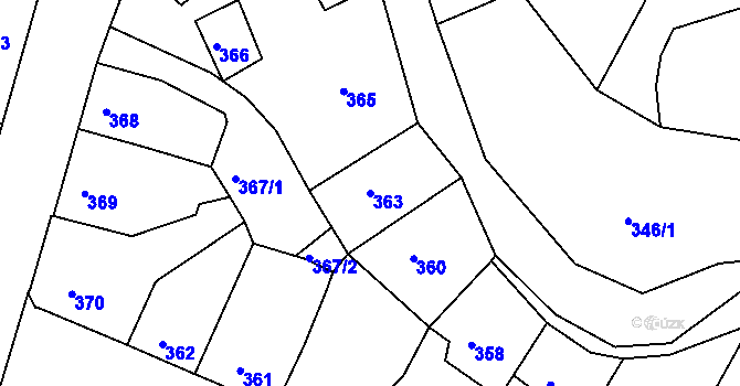 Parcela st. 363 v KÚ Klášterec nad Ohří, Katastrální mapa