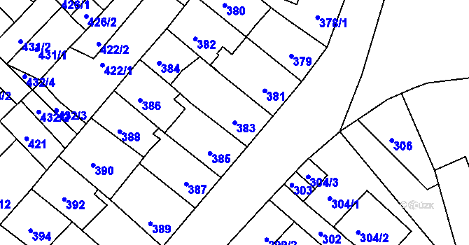 Parcela st. 383 v KÚ Klášterec nad Ohří, Katastrální mapa