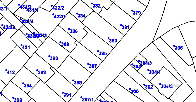 Parcela st. 385 v KÚ Klášterec nad Ohří, Katastrální mapa