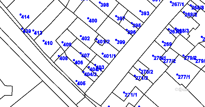 Parcela st. 401/1 v KÚ Klášterec nad Ohří, Katastrální mapa