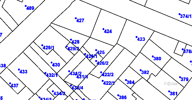 Parcela st. 425 v KÚ Klášterec nad Ohří, Katastrální mapa