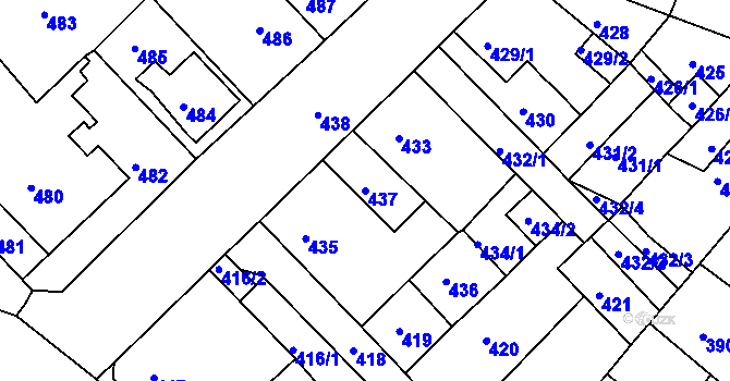 Parcela st. 437 v KÚ Klášterec nad Ohří, Katastrální mapa