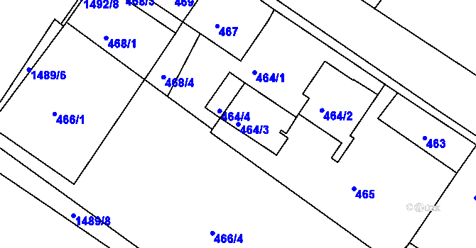 Parcela st. 464/3 v KÚ Klášterec nad Ohří, Katastrální mapa