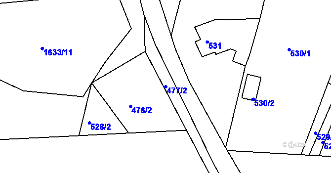 Parcela st. 477/2 v KÚ Klášterec nad Ohří, Katastrální mapa