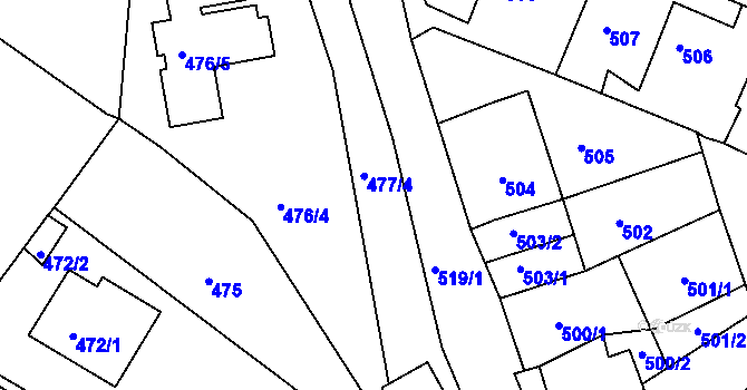 Parcela st. 477/4 v KÚ Klášterec nad Ohří, Katastrální mapa
