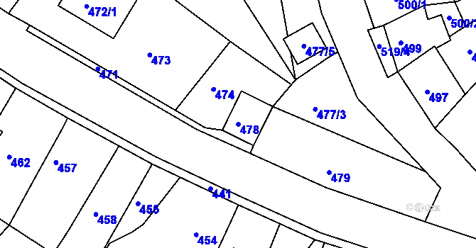 Parcela st. 478 v KÚ Klášterec nad Ohří, Katastrální mapa
