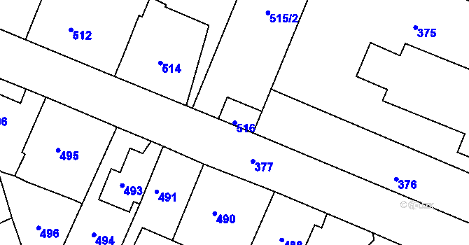 Parcela st. 516 v KÚ Klášterec nad Ohří, Katastrální mapa