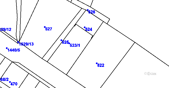 Parcela st. 523/2 v KÚ Klášterec nad Ohří, Katastrální mapa