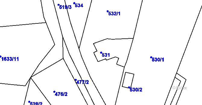 Parcela st. 531 v KÚ Klášterec nad Ohří, Katastrální mapa