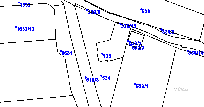 Parcela st. 533 v KÚ Klášterec nad Ohří, Katastrální mapa