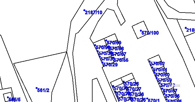 Parcela st. 570/34 v KÚ Klášterec nad Ohří, Katastrální mapa