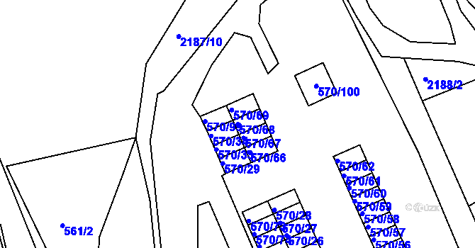 Parcela st. 570/68 v KÚ Klášterec nad Ohří, Katastrální mapa